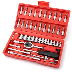 Roktools – ensemble d'outils en acier à haute teneur en carbone, clé à douille, tournevis, Kit d'outils de réparation de voiture, 46 pièces