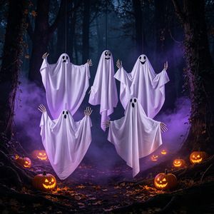 Decorazione <span class=keywords><strong>Halloween</strong></span> Horror Fantasma Piccolo Spaventoso Bianco da Appendere per Interni, con Design a Mano Regolabile, per Commercio Transfrontaliero - Product Image 1