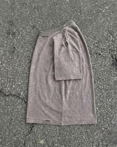 เสื้อยืดสโตนวอชทรงหลวมสำหรับผู้ชาย เสื้อยืดฤดูร้อนสไตล์วินเทจ เสื้อยืดทรงบ็อกซี่ฟิตแบบทำสีซีด เสื้อยืดผ้าฝ้ายแบบดิสเทรสสั่งทำพิเศษสำหรับผู้ชาย - Product Image 3