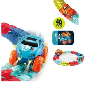 Гоночные развивающие игрушки, 184 шт., самодельная игрушка-железная дорога, электрический гоночный трек со звуком и светом для детей, мальчиков, детей