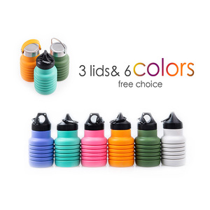 ขวดน้ำซิลิโคนพับได้ขนาด 550 มล. ปราศจากสาร BPA ขวดน้ำแบบพับได้ป้องกันการรั่วซึม พร้อมคาราไบเนอร์ สำหรับการเดินป่า ท่องเที่ยว และตั้งแคมป์ - Product Image 5