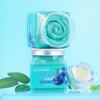 AESTHTANY Blueberry Body Facial Scrub 450g Pengelupas Mikro Granul Lembut Membersihkan Pori-Pori Tersumbat Mencerahkan Kulit Kusam Perawatan Kulit
