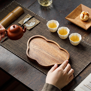 Guanlan Walnut Teapot <b>Tray</b> Solid Wood Dream Butterfly Shape Small <b>Tea</b> <b>Tray</b> For Dry Brewing Household Use - Product Image 2