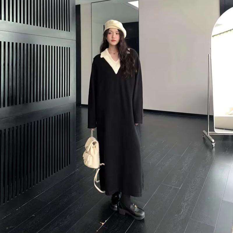 blue black dress for sale Cheyenne Knit Sweater Dress Black main image 1