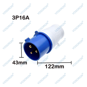 Enchufe Industrial de 16 Amperios y 3 Pines, 220-250V, Resistente a la Intemperie IP44, 2P+E, Trifásico, 16A, Apto para Autocaravanas, Caravanas, Casas Rodantes - Product Image 2