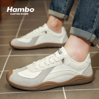 Baskets décontractées rétro en cuir de porc souple, patchwork, chaussures de marche avec lacets élastiques, design paresseux, antidérapantes, chaussures de sport tendance