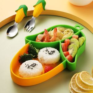 Plato de Silicona de Grado Alimenticio para Niños, Resistente a Altas Temperaturas, Diseño de Maíz, Juego de Vajilla - Product Image 2