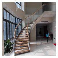 Escalier Circulaire Personnalisé de Luxe avec Marches en Bois Massif et Structure Métallique pour Escalier de Maison Moderne