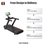 Tapis roulant de fitness avec écran de projection, poignées avant, plateforme plate et support stable pour équipement de fitness commercial
