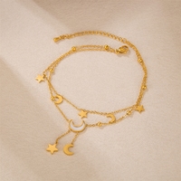 Chevillère Bowei Nouvelle Collection Étoile et Lune Double Pompon pour Femme, Luxe Léger, Design de Niche Haut de Gamme