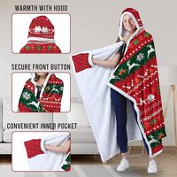 Couvertures portables - Couverture en flanelle rouge et sherpa, douce et chaude, décoration de Noël, cadeaux pour les fêtes et le Nouvel An (47 x 71 pouces)