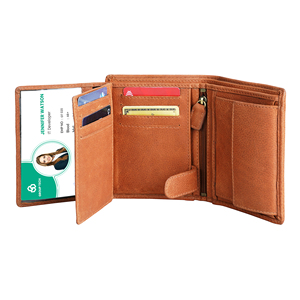 Cartera Corta de Cuero Genuino de Alta Calidad con Cierre Abierto para Mujer, Multifuncional, con Múltiples Ranuras para Tarjetas y Compartimentos para Efectivo - Product Image 1