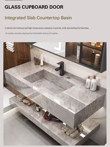 Элитный современный комплект для ванной комнаты: тумба из нержавеющей стали с раковиной, подвесной шкафчик для виллы - Product Image 2