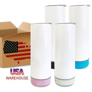 Outdoor Stainless Steel Vacuum Insulated Sublimation Wireless White 20Oz Speaker Tumbler - Product Image 1