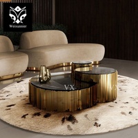 Table basse de luxe en marbre, design moderne, base métallique personnalisable, finition antique, prix de gros usine haut de gamme, pour usage hôtelier