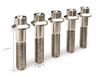 Tornillo hexagonal de cabeza de brida de 12 puntos M8, rosca UNF Clase 8, titanio puro pulido, fijación para automoción y motocicleta Hongyan