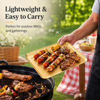 Gouden roestvrijstalen serveerschaal rechthoekig, elegante metalen schaal voor BBQ hapjes, salade, buffet, theetafel