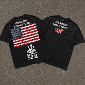 Tianan Apparel Manufacturer Custom <strong>Men</strong> Street <strong>T</strong>-<strong>shirt</strong> Patch Torn Print Drop Shoulder Oversize Y2K Cotton <strong>T</strong>-<strong>shirt</strong> for <strong>Men</strong> - Product Image 1