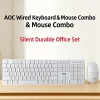 Mouse dan Keyboard Kabel AOC Murah Model Baru, Keyboard Plastik Ultra Tipis 104 Tombol USB 3.0 untuk Gaming Komputer