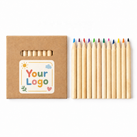 Crayons de couleur en bois naturel, 12 pièces, 3,5 pouces, corps rond, boîte en papier, emballage OEM, pack de crayons de couleur pour étudiants