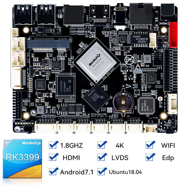 Single Board Computer RK3288 RK3399 A527 Rockchip Development Board Lvds Edp HD Android Motherboard for Advisement Machine