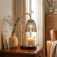 Lampe chauffe-bougie sans flamme pour la maison, avec abat-jour en verre gris brumeux, pour la décoration esthétique de la table de chevet de la chambre à coucher