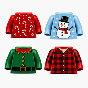 Torsos personnalisés imprimés universels pour figurines Small Block - Pièces de corps MOC style Noël (compatible avec les séries WM/PG/XH) Cadeaux de Noël - Product Image 6