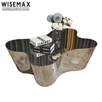 WISEMAX FURNITURE Italie Meubles de salon de luxe Table basse en métal Table basse en acier inoxydable doré Table à thé
