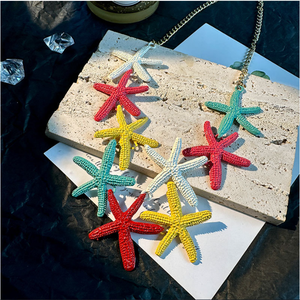 ضوء شجاع جديد متعدد الألوان معدن كبير نجم السمك مجموعة كبيرة للنساء قلادة نجمة الصيف القرط - Product Image 1