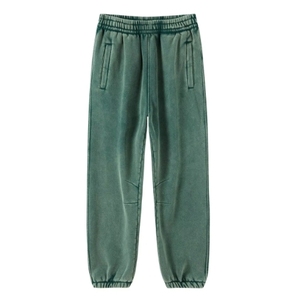 Pantalones de jogging de algodón 100% con diseño personalizado al por mayor, pantalones de chándal unisex lavados vintage, pantalones holgados lavados con ácido en blanco para hombre - Product Image 3