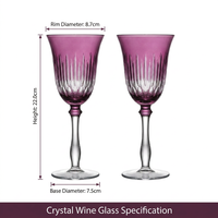 Verre à vin vintage coloré à nervures en cristal - Gobelet de luxe pour mariage, restaurant et décoration de fête à domicile