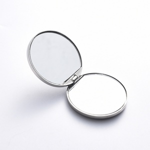 New Design Luxury Silver Color Double Side Laser Logo Cosmetic Foldable <b>Compact</b> <b>Mirror</b> - Product Image 4