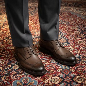 Brogue Men's Shoes Pu British <b>Style</b> <b>Head</b> Carved Business Formal Lace-up Oxford Shoes Breathable Durable Rubber - Product Image 4