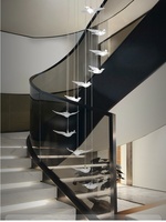 Lustre en fer forgé moderne, simple et élégant, style nordique, pour escalier, salon duplex, appartement, villa, loft, avec suspension longue et rotative