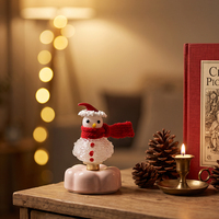 Ornement de Noël en verre rotatif de style Murano fait main, figurine de bonhomme de neige tournante pour la décoration de table de Noël, cadeau