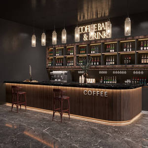 ตกแต่งภายในร้านกาแฟสุดหรู เฟอร์นิเจอร์คาเฟ่สั่งทำพิเศษ เคาน์เตอร์บาร์ทันสมัย หินอ่อน ไม้ ออกแบบร้านค้าสำหรับธุรกิจบริการ - Product Image 2