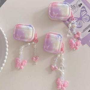 INS esthétique papillon Halo étui de coloration pour AirPods Pro 2 écouteur boîte <span class=keywords><strong>Coque</strong></span> pour <span class=keywords><strong>Air</strong></span> pods <span class=keywords><strong>3</strong></span> 1 couverture cristal coeur porte-clés - Product Image 1