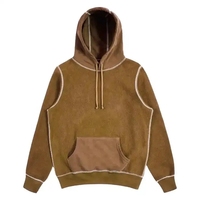 Sweat à capuche en molleton avec logo personnalisé et surpiqûres contrastées, logo brodé personnalisé, sweat à capuche pour homme grande taille