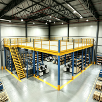 HONGXIN Étagère de mezzanine robuste personnalisable à 2-3 niveaux, sans boulons, à rivets, en acier laminé à froid, finition thermolaquée, conception réglable