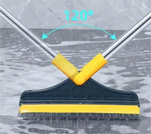 Cepillo de suelo extraíble giratorio apresurado 2 en 1 cepillo de limpieza de alfombras de pared de baño herramienta de limpieza del hogar con mango largo