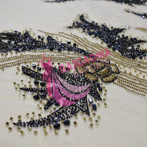 2024 haute qualité vert émeraude perlé perle mariée dentelle tissu élégant perlé dentelle matériel pour mariage et robes de soirée - Product Image 1