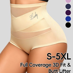 Braguitas Moldeadoras de Cintura Alta con Control de Abdomen y Malla, Tallas Grandes - Product Image 3