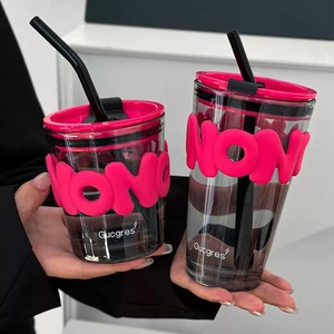 Bicchieri <span class=keywords><strong>in</strong></span> <span class=keywords><strong>Vetro</strong></span> di Alta Qualità <span class=keywords><strong>con</strong></span> Logo e Cannuccia per Promozioni Online, Regalo Promozionale di Tendenza - Product Image 1