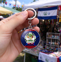Porte-clés drapeau du Belize, porte-clés élégant pour clés de voiture, porte-clés en acier inoxydable, utilisé pour la décoration de la maison, décorations suspendues pour bijoux.