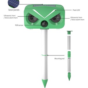Solar Powered <b>Ultrasonic</b> <b>Bird</b> <b>Repeller</b> With Led Flash Outdoor Pest Control Device - Product Image 1