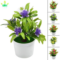 Fleur de Lotus en Plastique Artificielle Bonsaï en Pot Plantes de Bureau Ornement de Maison Décoration de Table de Bureau de Chambre à Domicile