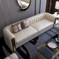 Sofá de Cuero en Forma de U KENVY Premium, Mueble Moderno de Lujo con Iluminación LED Completa para Casa, Hotel y Villa