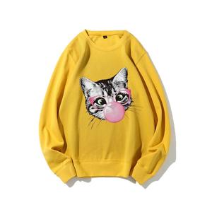 Chemise ample à épaules tombantes en coton pur, imprimé chat <span class=keywords><strong>soufflant</strong></span> des bulles, mignonne, rétro, colorée - Product Image 4