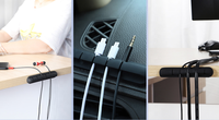Clip de câble en silicone flexible à 5 fentes Organisateur de câbles de bureau auto-adhésif