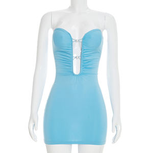 Robes décontractées pour femmes Viviblook Q26DS020, robes sexy sans manches, sans bretelles, à découpes pour femmes - Product Image 1